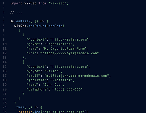 Wix Velo structured data code