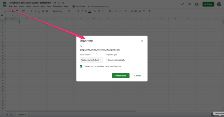 importing Google Sheets file