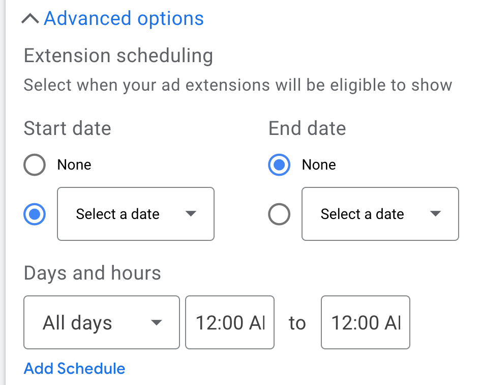 ad extension scheduling