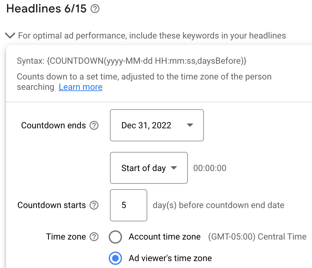 google countdown timer