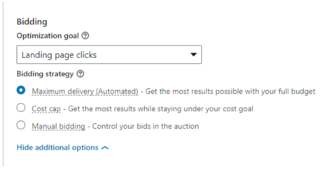 bidding options in LinkedIn Campaign Manager