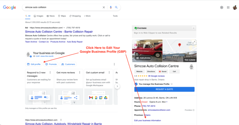 Editing a Google Business Profile