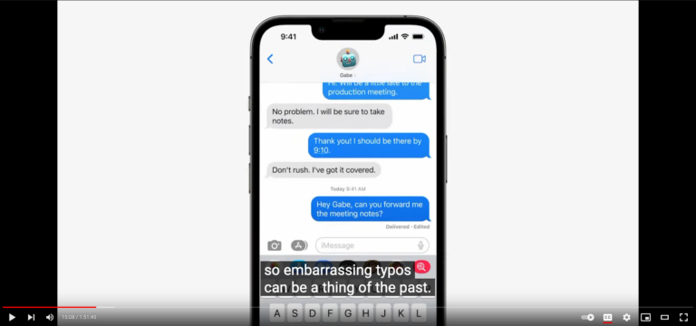 Edited Message in Apple's iMessenger - WWDC 2022