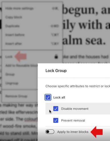 Gutenberg block lock modal