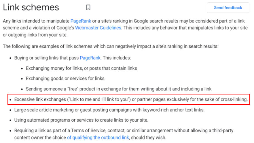 google guidelines and link schemes