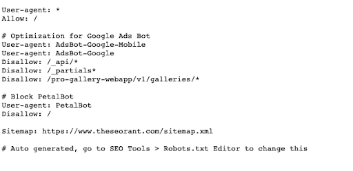 Wix Robots.txt File 