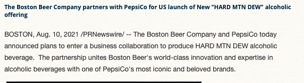 Boston Beer Company’s New Product Announcement
