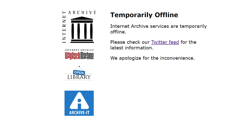 Internet Archive Website Offline for Hours