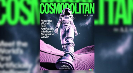 Cosmopolitan magazine cover with AI image