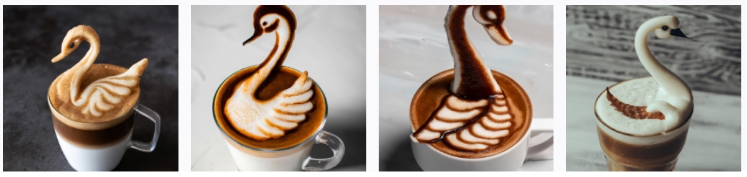 A frappuccino in the shape of a swan, professional food photography.