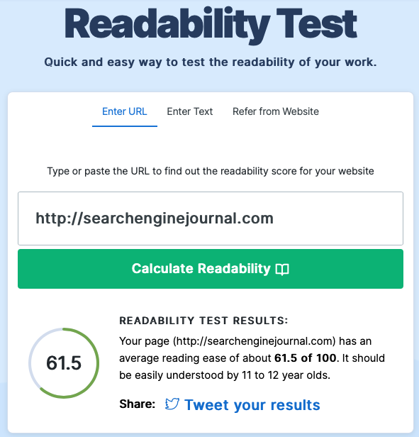 WebFX Readability Test