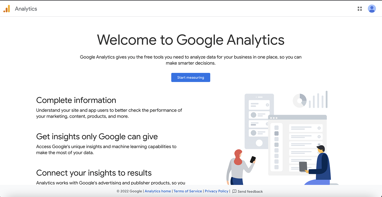 Welcome to Google Analytics screen