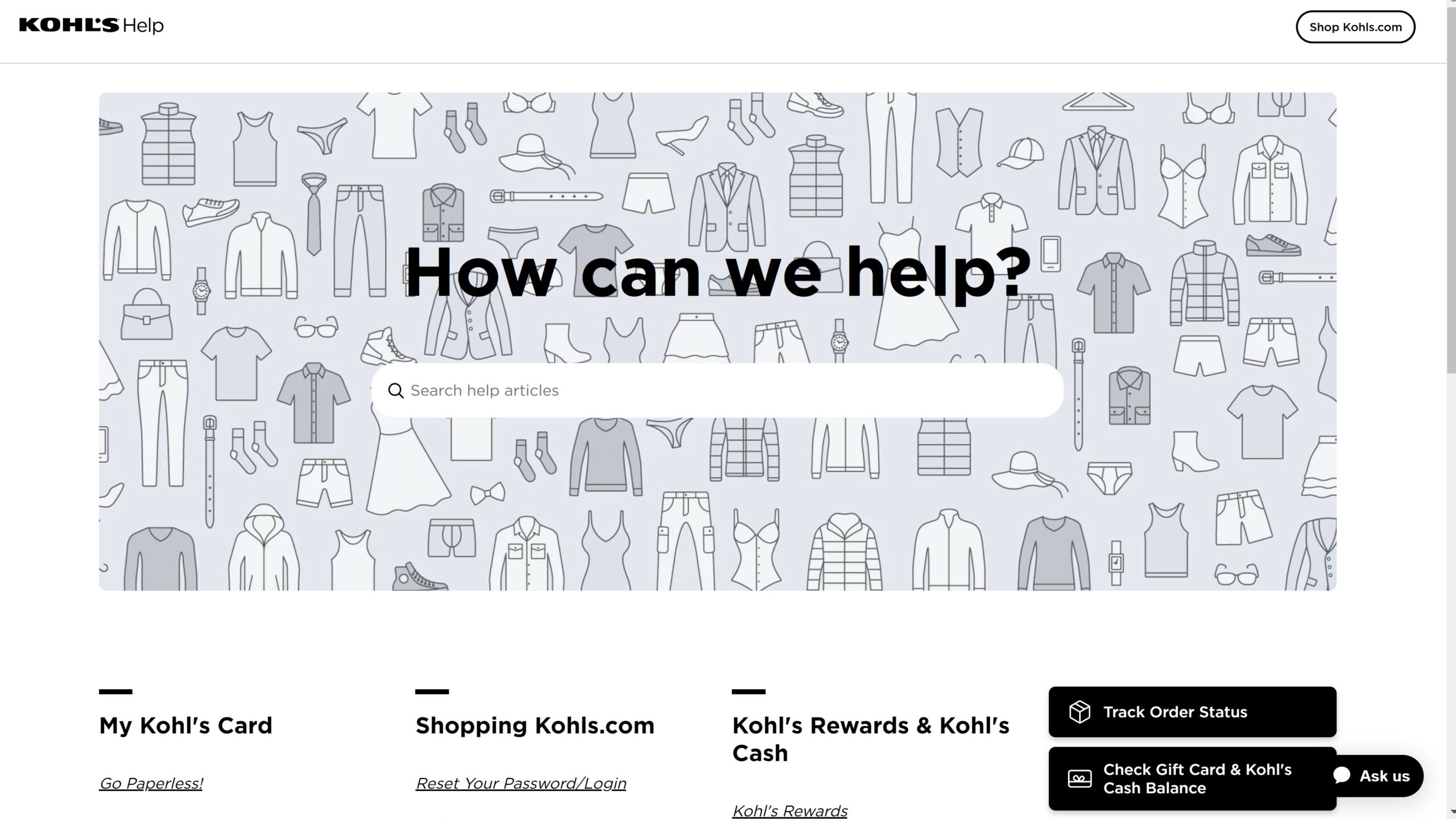 Kohl's contact us page