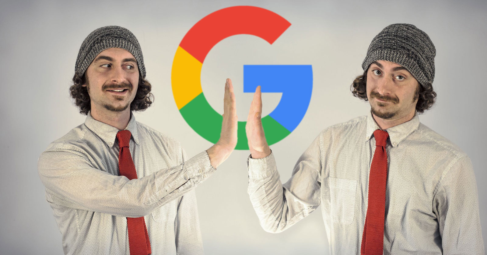 Image of a pair of twins and Google's logo