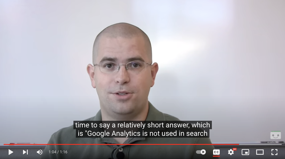 Matt Cutts YouTube saying Google Analytics is not used in search