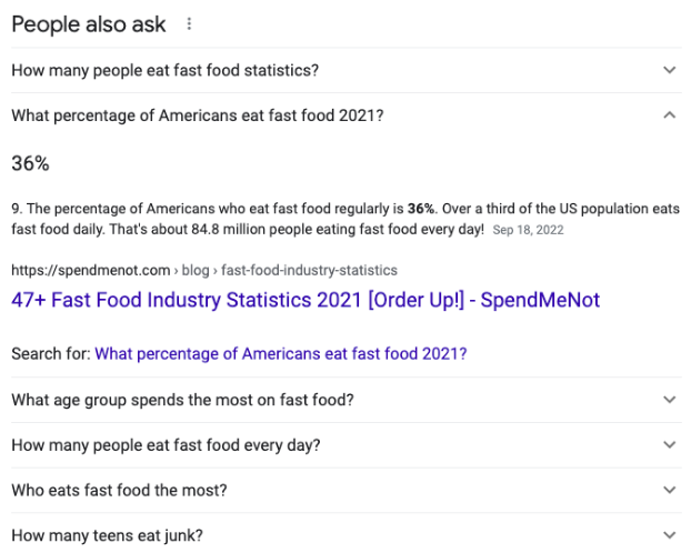 People Also Asked Stat Example