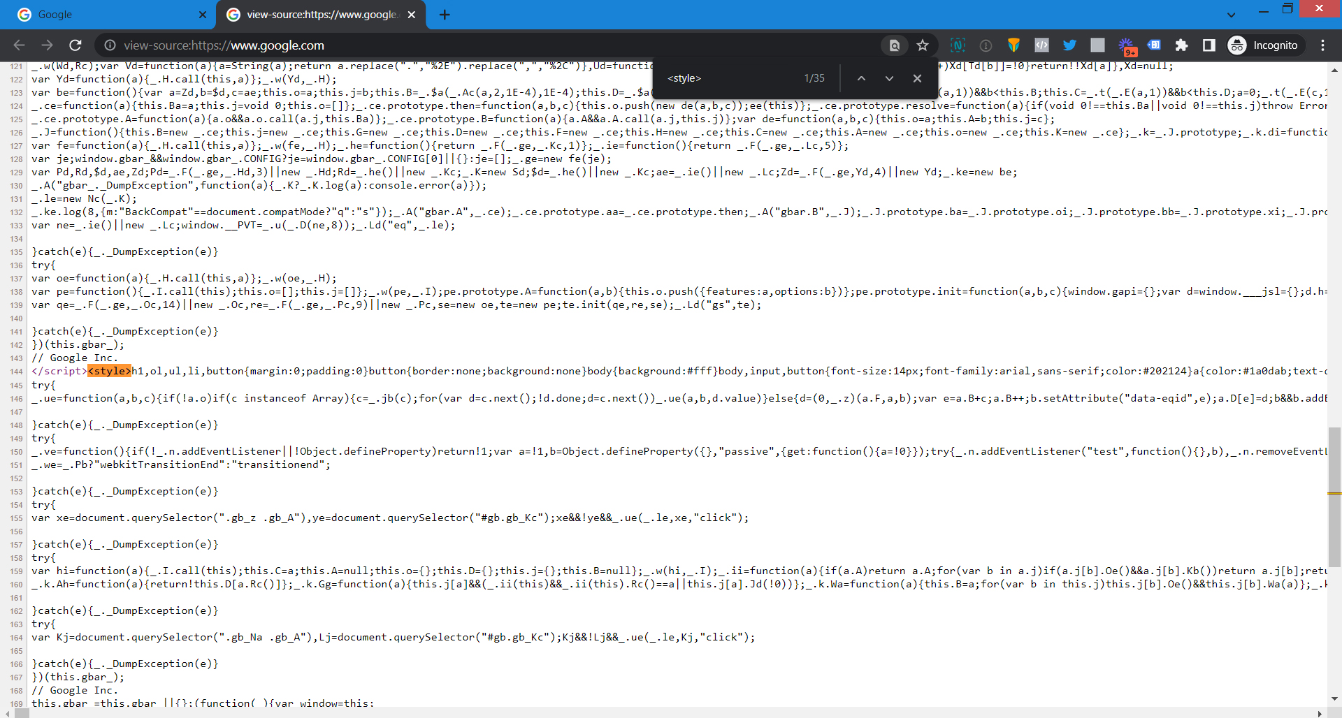 Google.com source code.