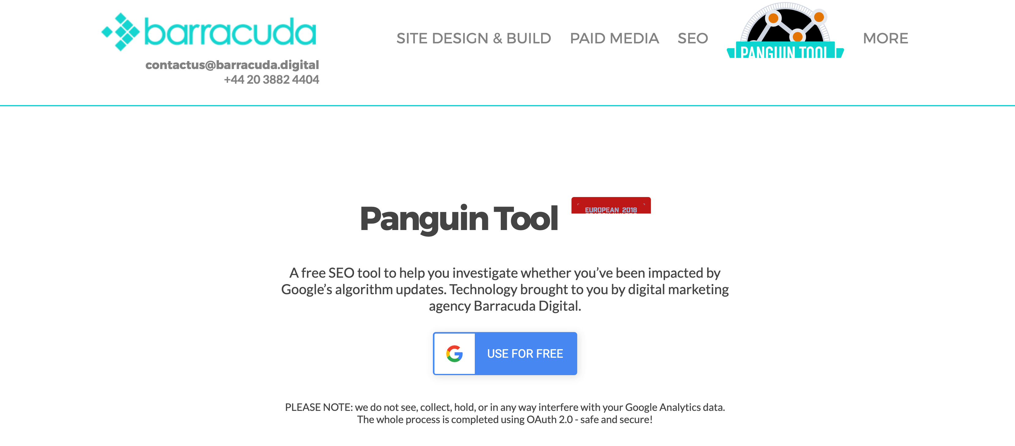 Screenshot of Barracuda Panguin Tool, December 2022