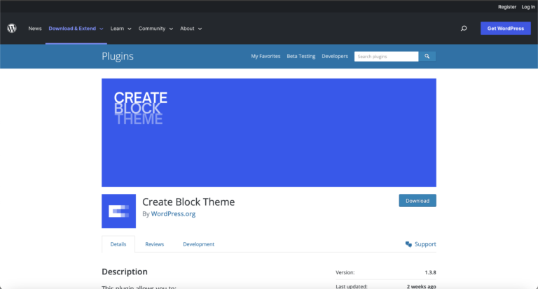 Create Block Theme plugin