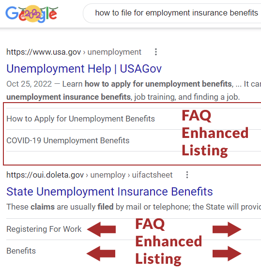 FAQ Rich Results in Google Search Results