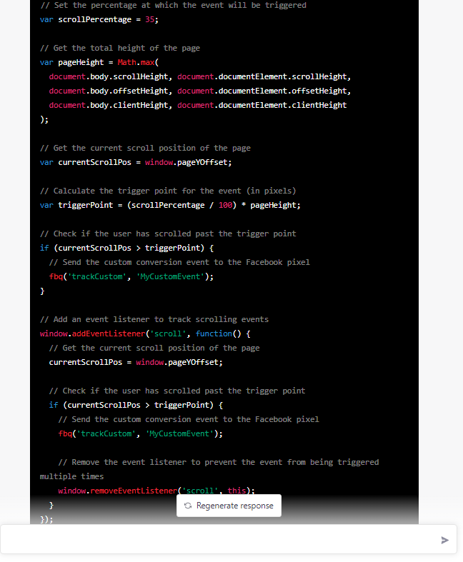 JavaScript code firing custom facebook pixel event