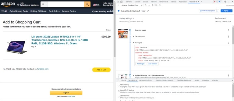 new-recorder-checkout flow amazon screenshot desktop view