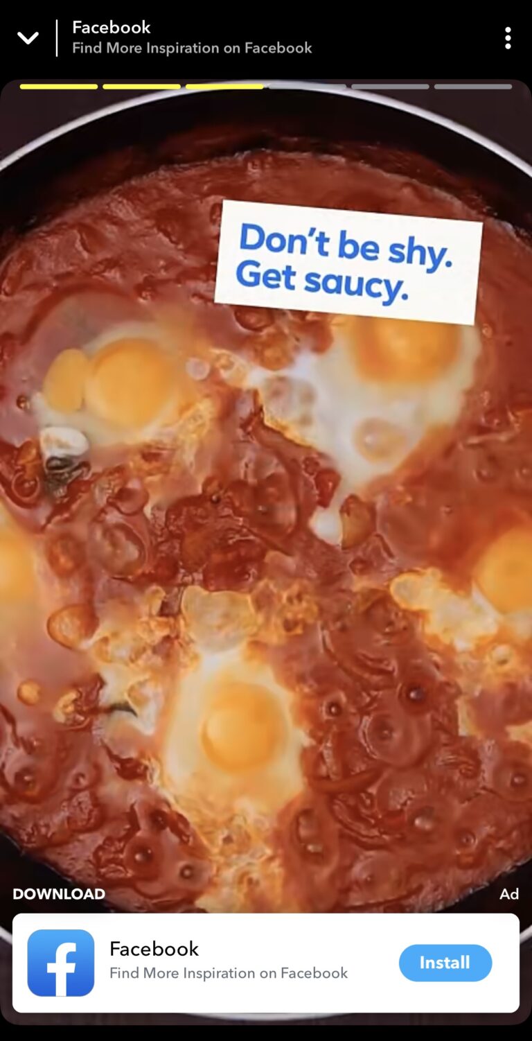 Snapchat Advertising Example from Facebook