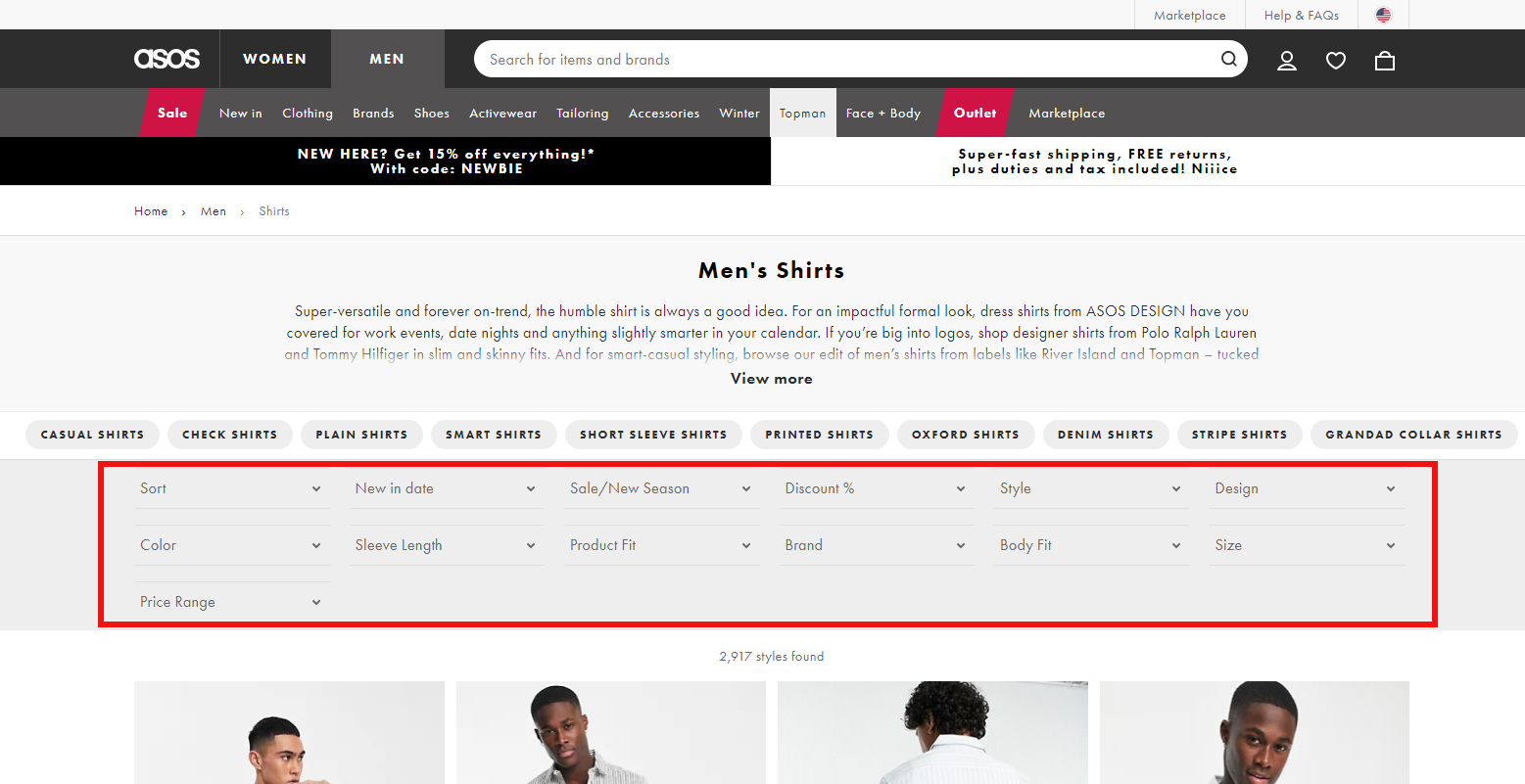 Exemple d'architecture de site ASOS