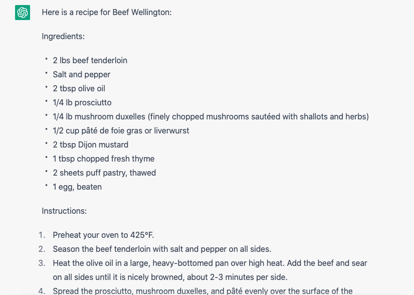 Beef Wellington recipe