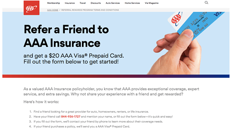 AAA insurance referral ad