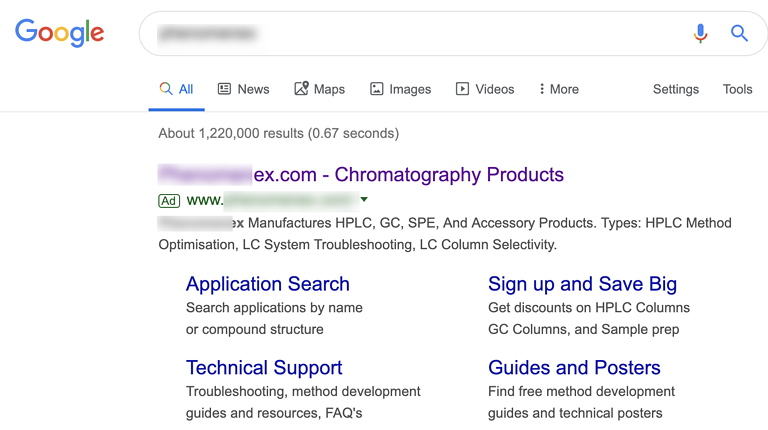 Sitelinks extension - Chromatography example