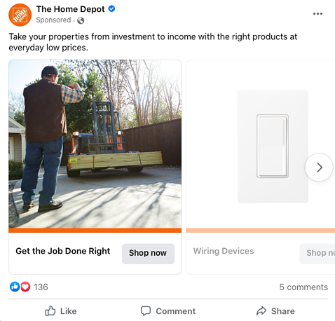Home Depot Facebook post