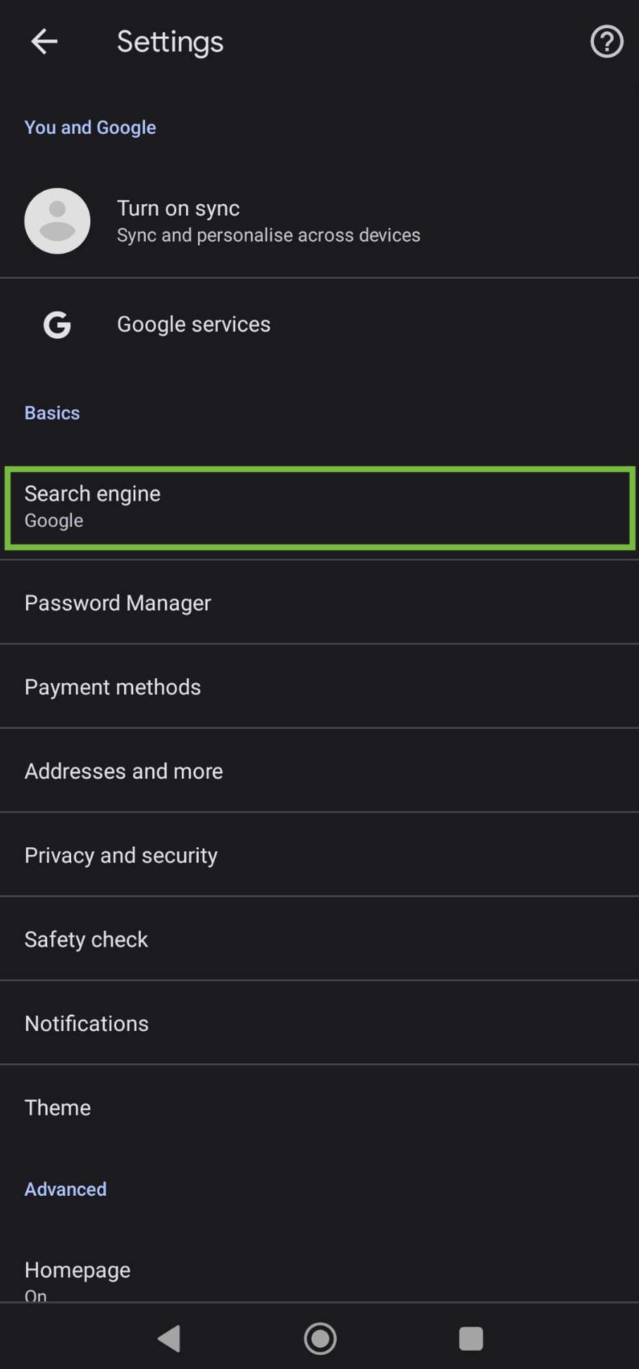 as default search engine