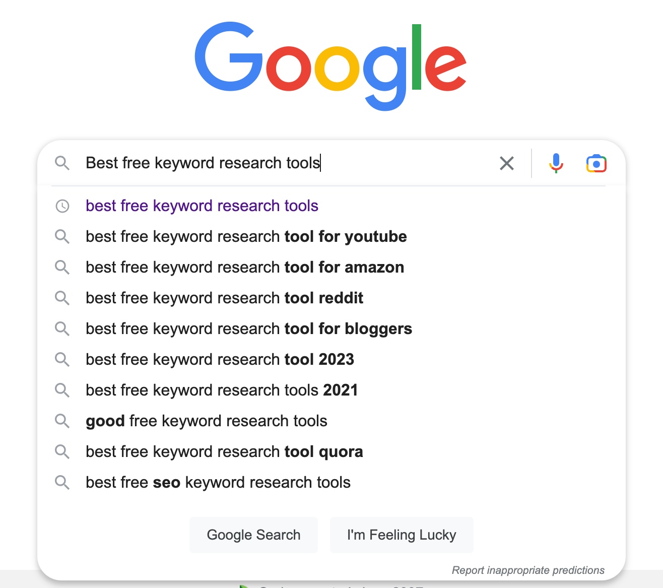 Best free keyword research tools: Google Search data.