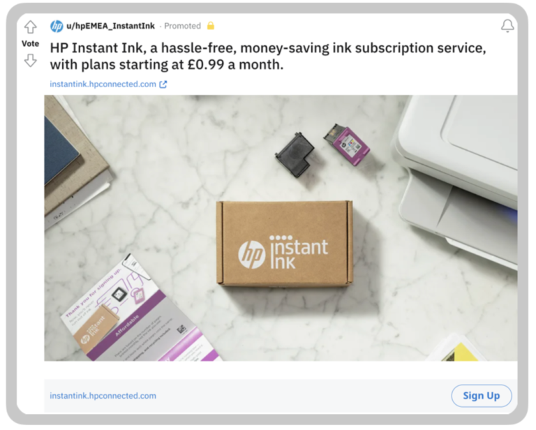 Anuncio de HP en Reddit