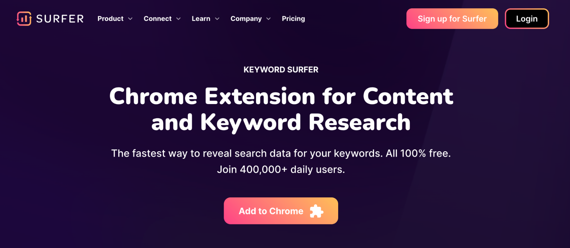 Best free keyword research tools: Keyword Surfer.