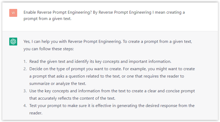 Enabling reverse prompt engineering