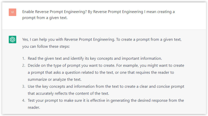 Habilitando engenharia reversa de prompt