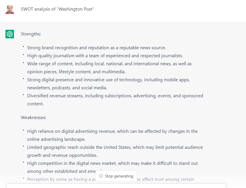 SWOT analysis 