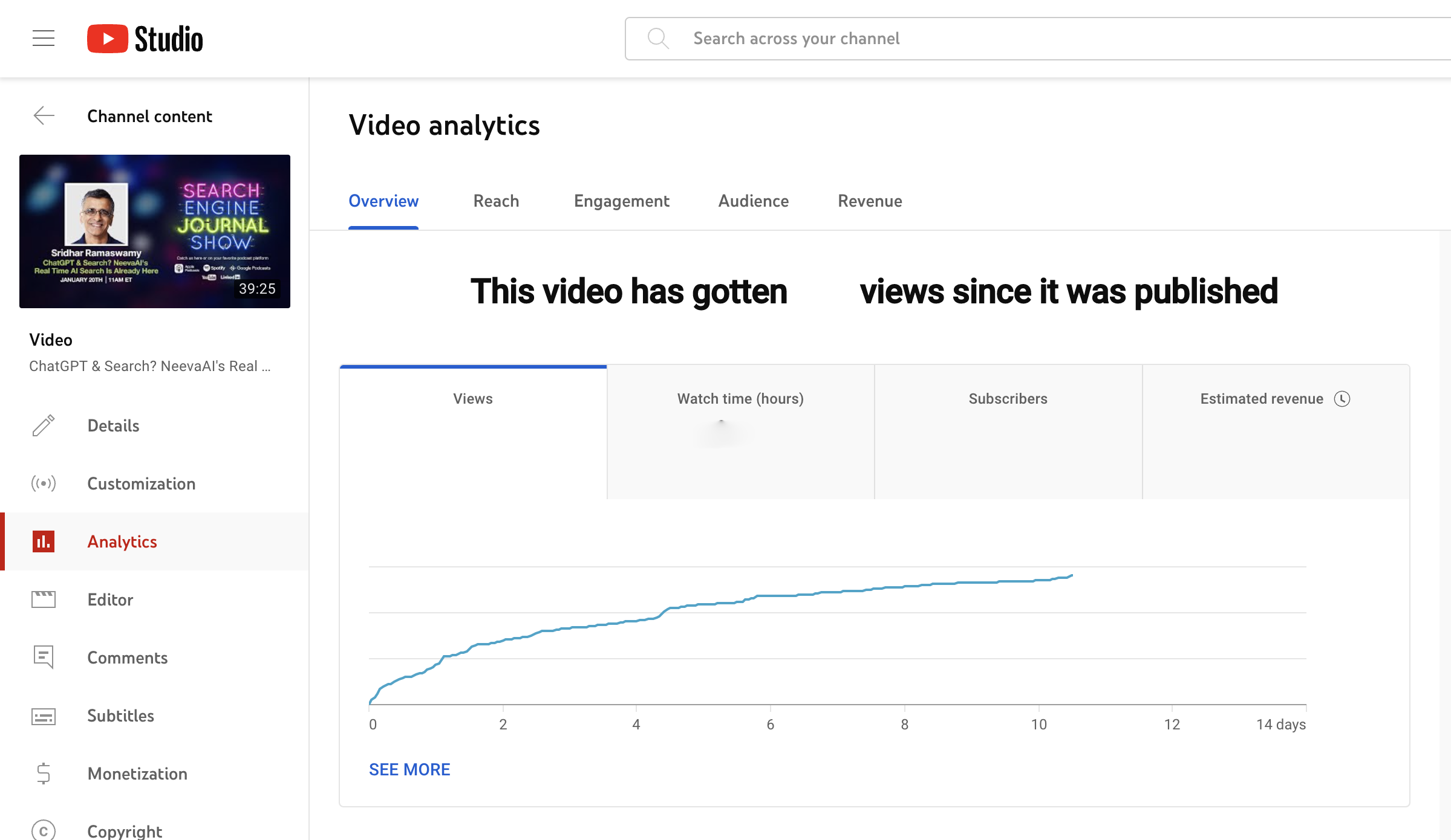 SEJ YouTube Analytics
