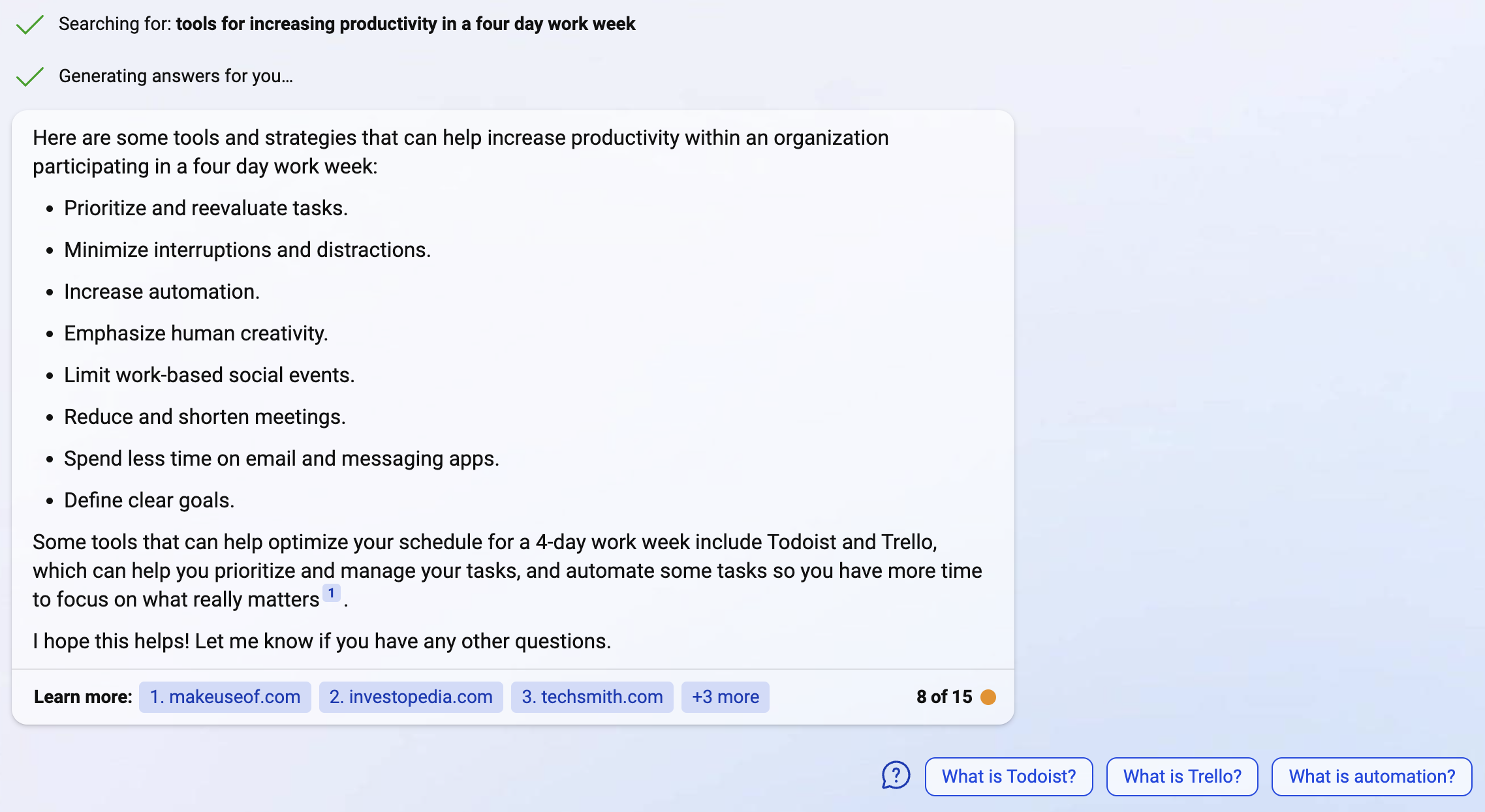 bing ai productivity tools