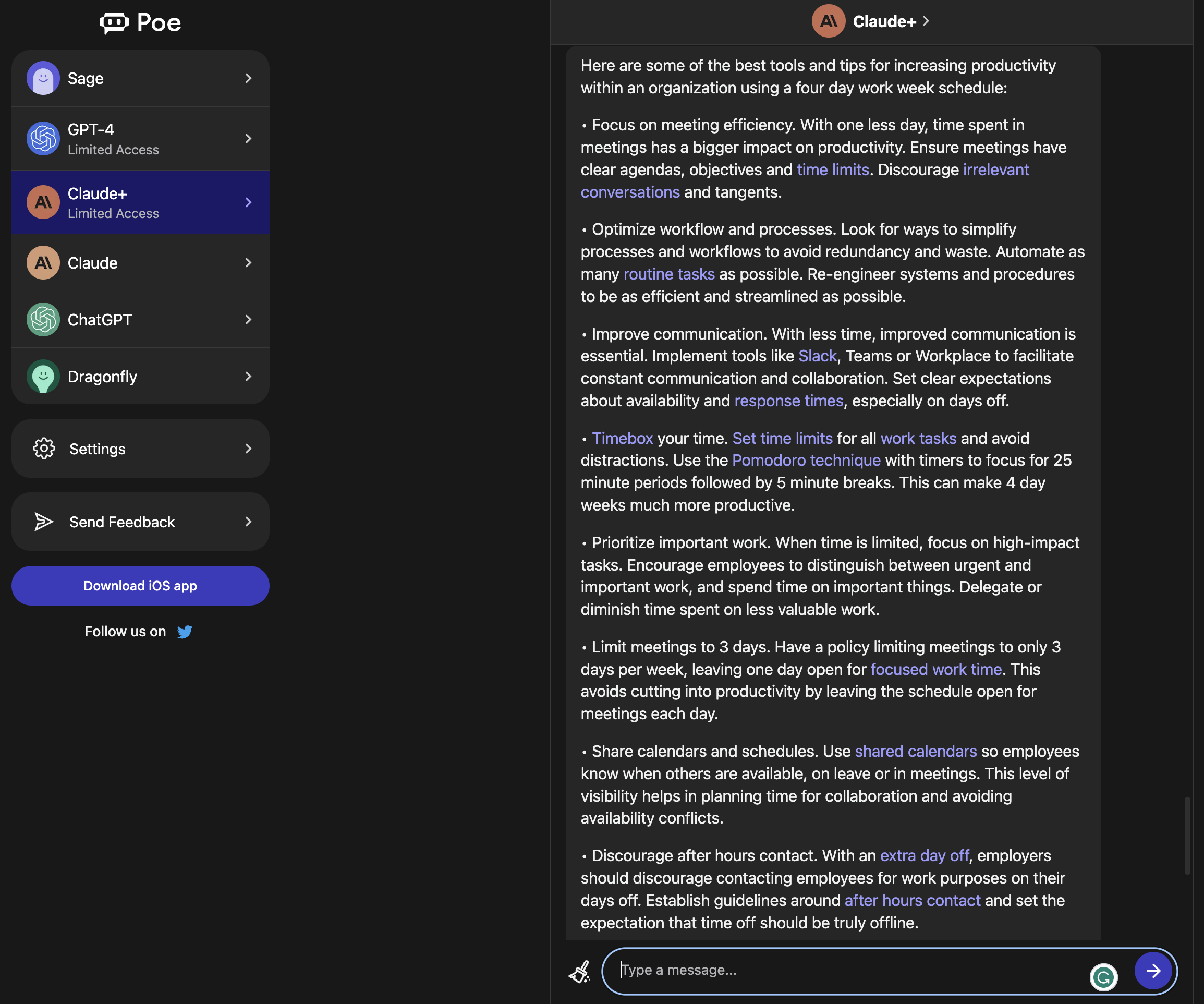 poe claude productivity tools 4dww 6423211705af8 sej - ChatGPT, Bing, Bard, Or Claude: Generative AI Chatbot Comparison