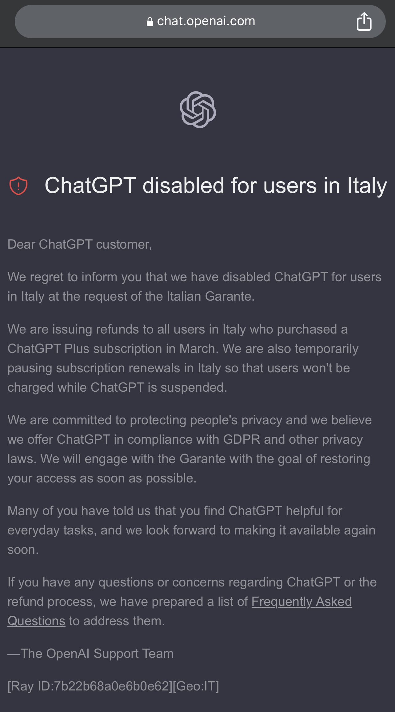 بررسی ممنوعیت ChatGPT ایتالیا و تأثیر بالقوه آن