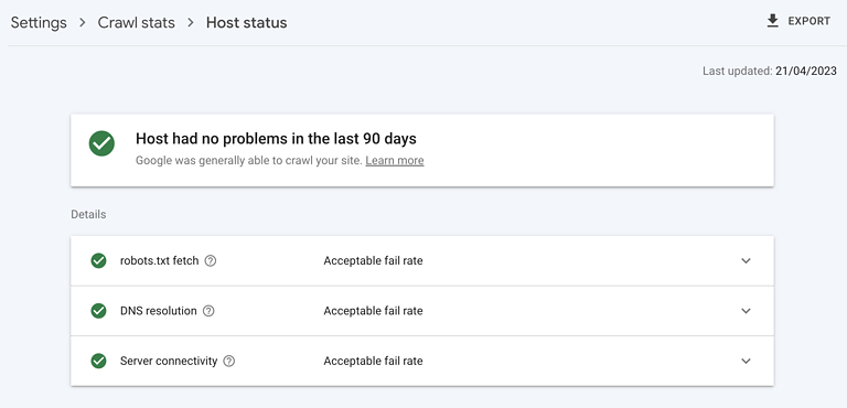 Host status report in GSC