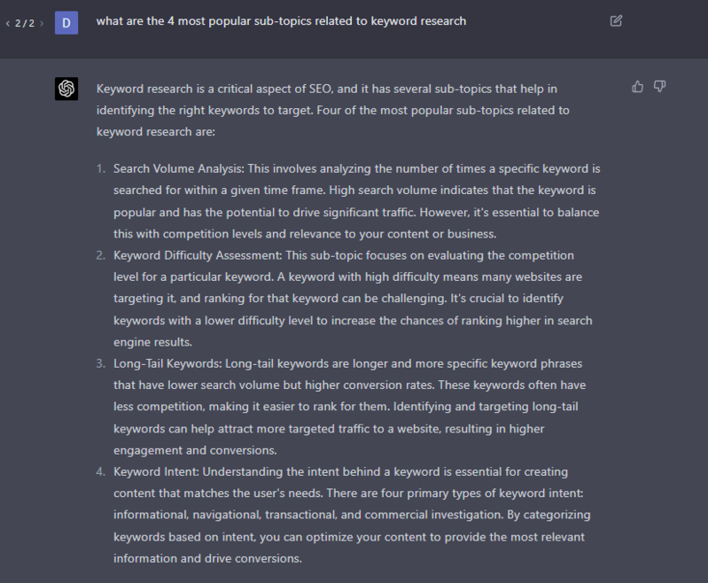 keyword research prompt most popular sub topics related to keyword research 642b75e27e591 sej - How To Use ChatGPT For Keyword Research