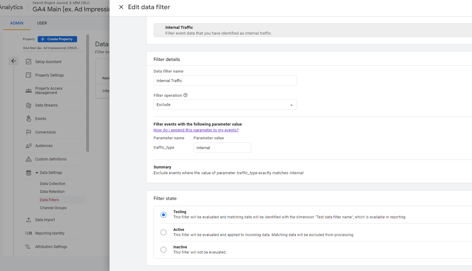 Internal Traffic Filter