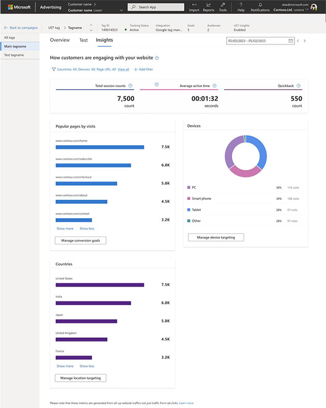 Microsoft presenta Insights para etiquetas de seguimiento de eventos universales