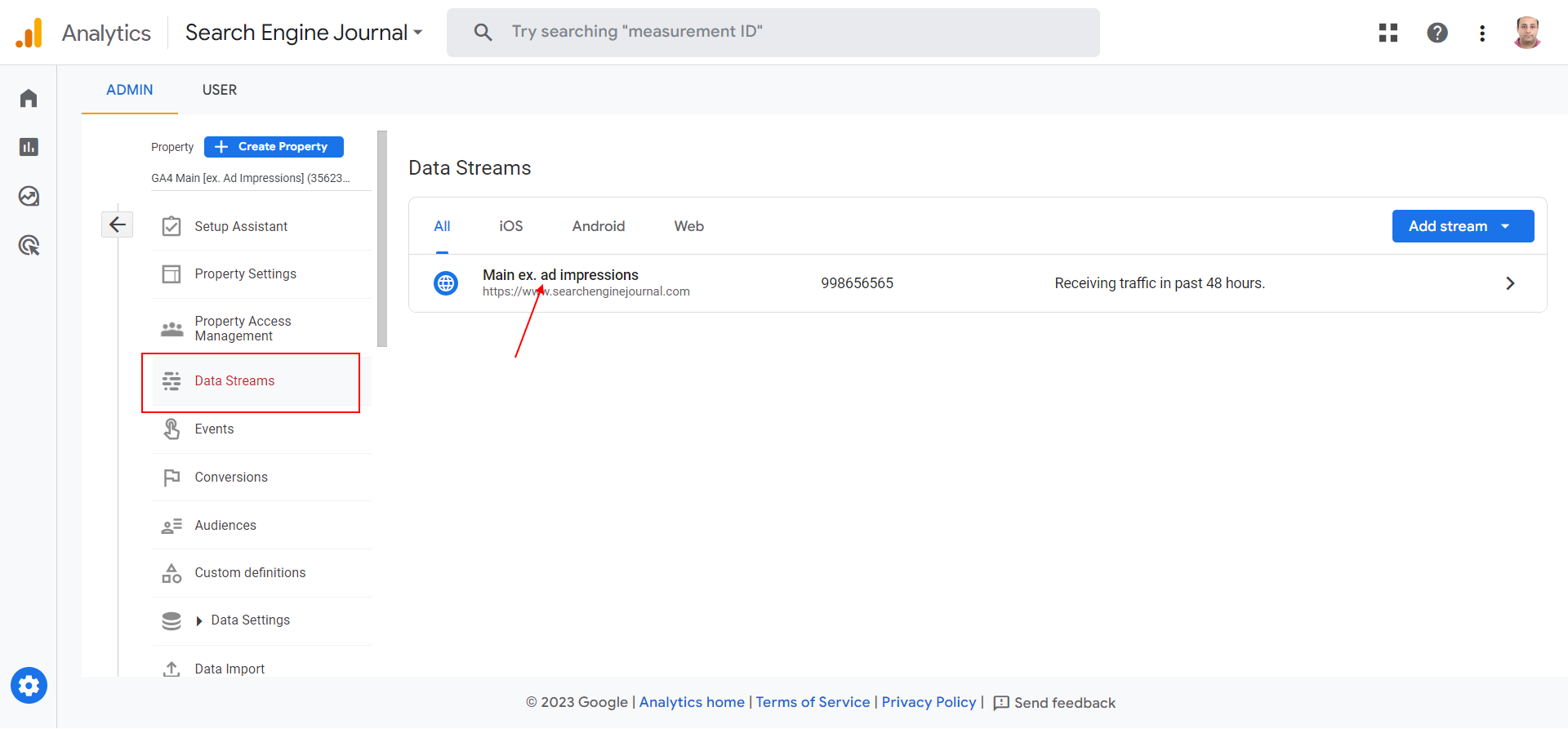 where is data stream in ga4 64622d58d49ff sej - How To Set Up Scroll Depth Tracking In GA4