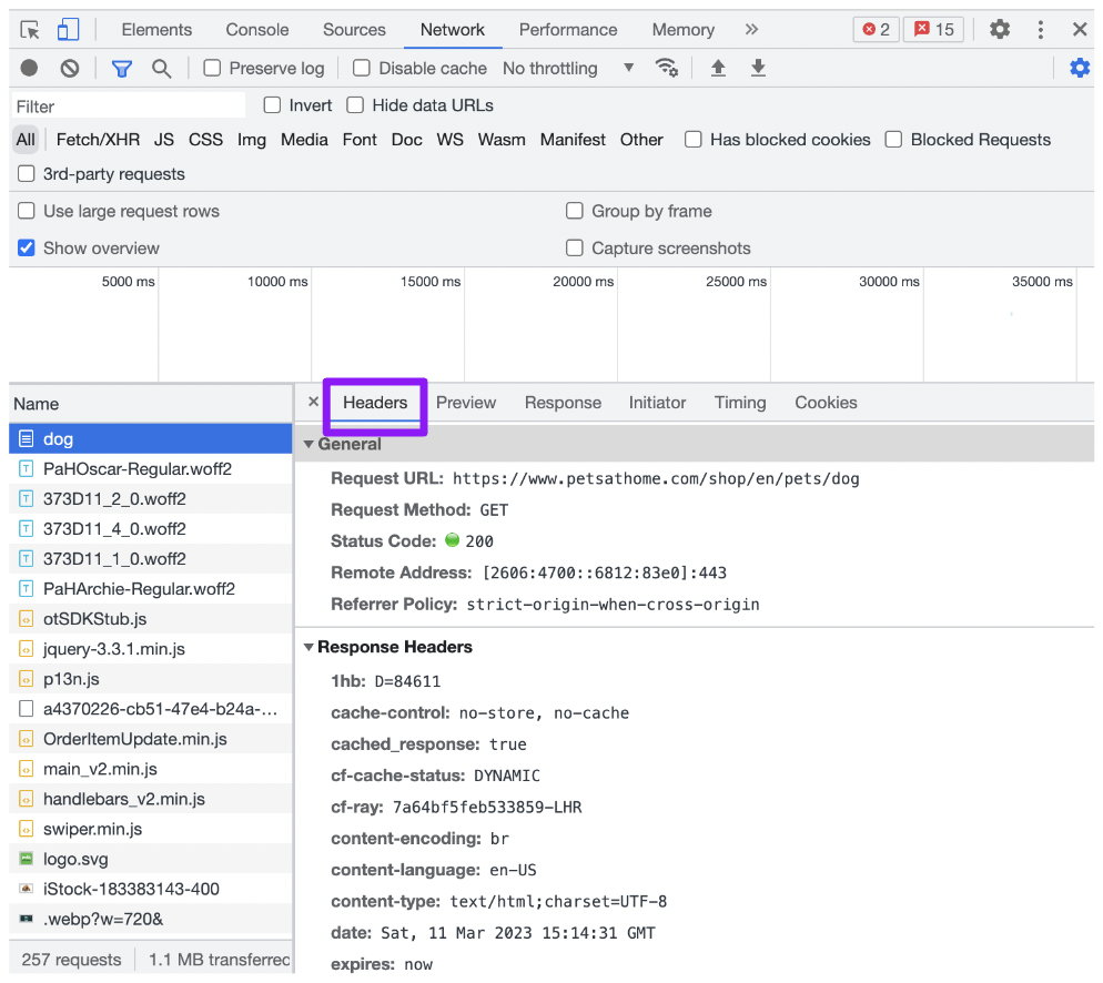 31 headers 64a297a3e81ef sej - Using Chrome DevTools To Diagnose Site Issues In An Audit