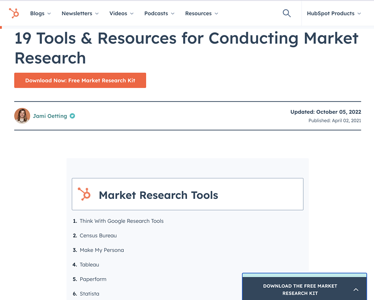 hubspot resource blog article for resource links